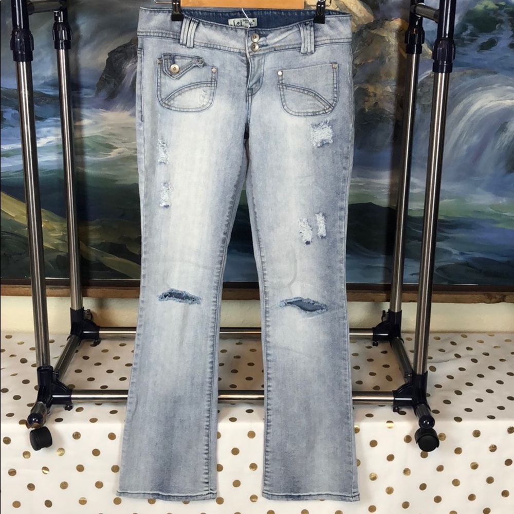 NWOT lei denim destressed blue jeans size 9 jr